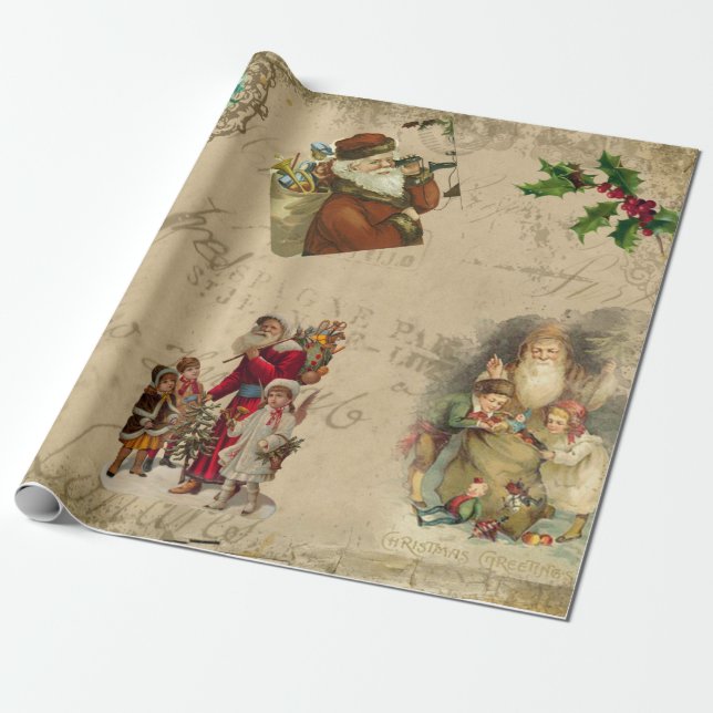 Vintage Rustikale Viktorianische Weihnachtsfeier Geschenkpapier (Ungerollt)