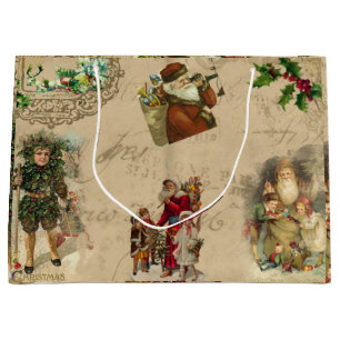 Vintage Rustikale Viktorianische Weihnachtsfeier Große Geschenktüte