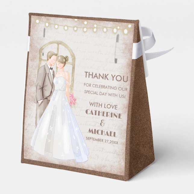 Vintage rustikale Wasserfarben Romantische Stringl Geschenkschachtel (Rückseite)