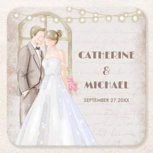 Vintage rustikale Wasserfarben Romantische Stringl Rechteckiger Pappuntersetzer