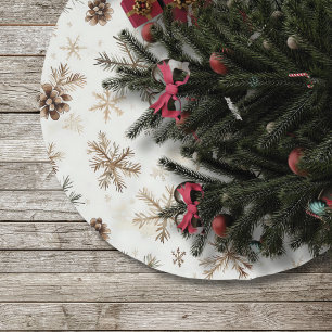 Vintage rustikale Weihnachtsbaumdecke, Kiefernzapf Polyester Weihnachtsbaumdecke