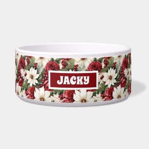 Vintage-rustikale Weihnachtsblumen Blätter Hund Napf