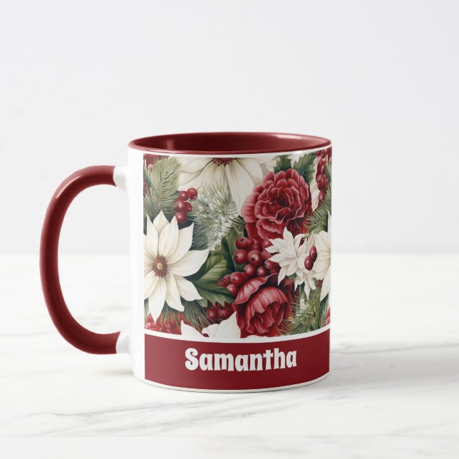 Vintage rustikale Weihnachtsfeiertage Blätter Must Tasse (Links)