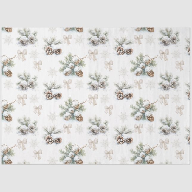 Vintage rustikale Weihnachtskiefern Seidenpapier (Vorderseite)