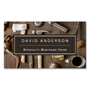 Vintage rustikale Werkzeuge Carpenter Handyman Woo Magnetische Visitenkarte