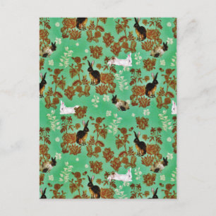 Vintage rustikale Woodland-Blume Bunny Rabbit Postkarte