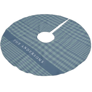 Vintage Rustikaler Blau Glen Kariert Personalisier Polyester Weihnachtsbaumdecke