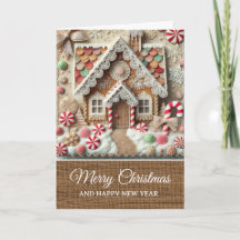 Vintage-rustikales Gingerbread-Haus Frohe Weihnach