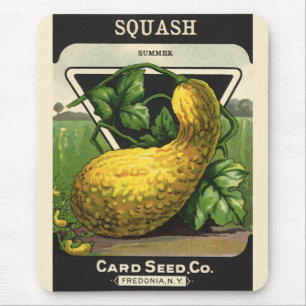 Vintage-Saatgutpaket-Label-Kunst Gelber Sommerkürb Mousepad