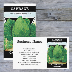 Vintage-Saatgutpaket-Label-Kunst, Grüner Kohl Visitenkarte