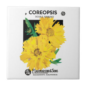 Vintage Saatgutverpackung Art, Gelbe Coreopsis Blu Fliese