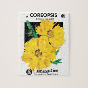Vintage Saatgutverpackung Art, Gelbe Coreopsis Blu Puzzle