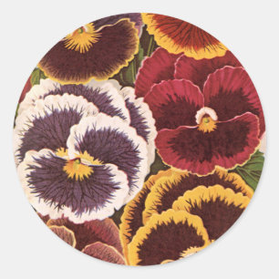 Vintage Saatpacketiketten, Blume der Gartenhalle Runder Aufkleber