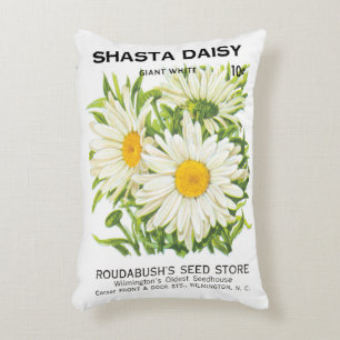 Vintage Saatpackung Kunst, Shasta Daisy Blume Dekokissen