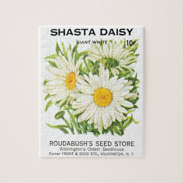 Vintage Saatpackung Kunst, Shasta Daisy Blume Puzzle (Vertikal)