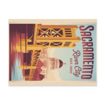 Vintage Sacramento California Retro Travel Poster