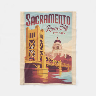 Vintage Sacramento Kalifornien Retro-Reiseposter Fleecedecke