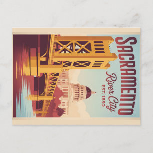 Vintage Sacramento Kalifornien Retro-Reiseposter Postkarte