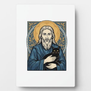 Vintage Sacred Cat Portrait Vektor-Shirt-Design_1 Fotoplatte