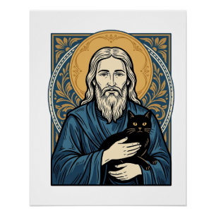 Vintage Sacred Cat Portrait Vektor-Shirt-Design_1 Poster
