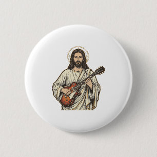 Vintage Sacred Guitarist Gravur Shirt Design_1 Button