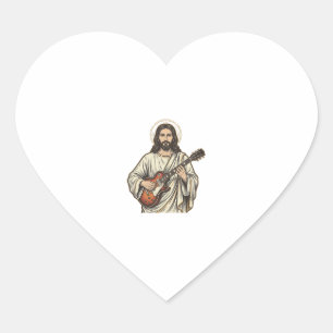 Vintage Sacred Guitarist Gravur Shirt Design_1 Herz-Aufkleber