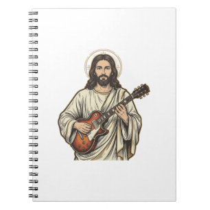 Vintage Sacred Guitarist Gravur Shirt Design_1 Notizblock