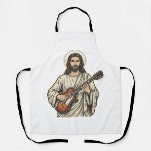Vintage Sacred Guitarist Gravur Shirt Design_1 Schürze