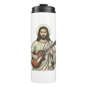 Vintage Sacred Guitarist Gravur Shirt Design_1 Thermosbecher