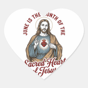 Vintage Sacred Heart of Jesus Juni religiöses Shir Herz-Aufkleber