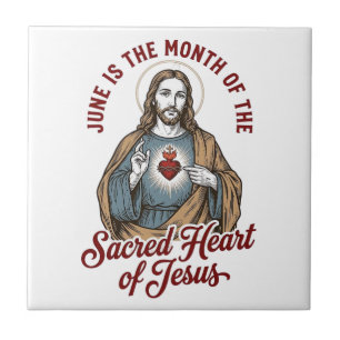 Vintage Sacred Heart of Jesus Juni religiöses T-Sh Fliese
