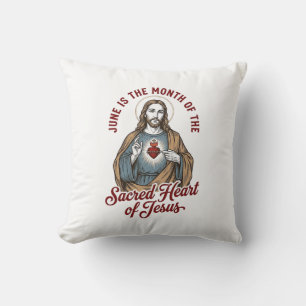 Vintage Sacred Heart of Jesus Juni religiöses T-Sh Kissen