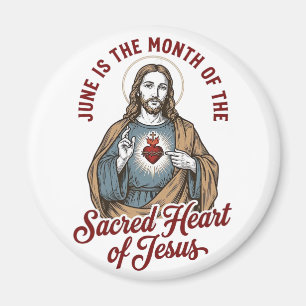 Vintage Sacred Heart of Jesus Juni religiöses T-Sh Magnet
