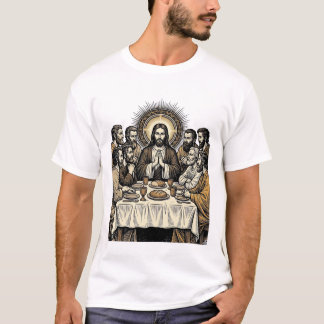 Vintage Sacred Supper Stich Religious Art Shir T-Shirt