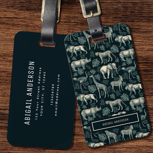 Vintage-Safari-Afrika-Tiermuster  Gepäckanhänger (Von Creator hochgeladen)