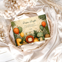 Vintage Safari Dinosaur Baby Shower Diapper Raffle