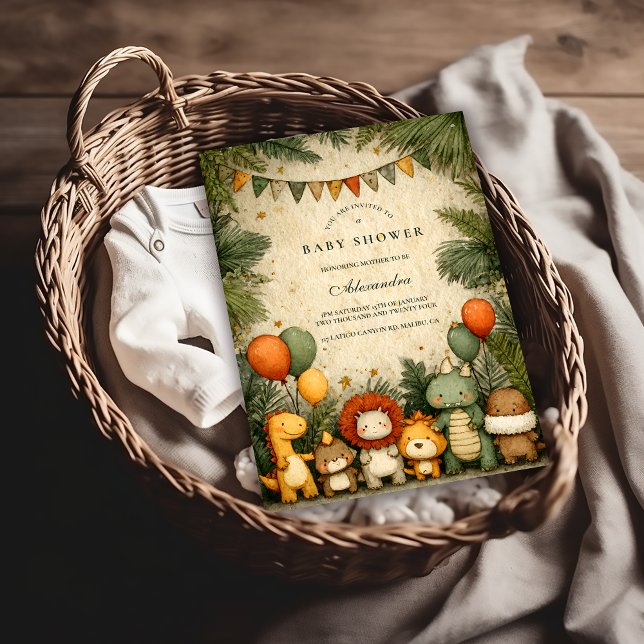 Vintage Safari Dinosaur Baby Shower Einladung (Von Creator hochgeladen)