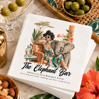 Vintage-Safari-Elefanten-Aquarell-Birthday-Soirée Serviette