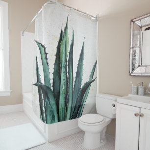 Vintage saftige boho Agavenaloe-Kaktuswüste Duschvorhang