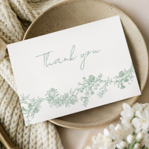 Vintage-Sage-Blumen-Hochzeit-Danke-Karte Dankeskarte