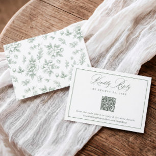 Vintage-Sage-Französische-Blumen-Hochzeits-QR-Code RSVP Karte