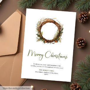 Vintage-Sage-Terrakotta-Minimalist-Christmas-Karte Feiertagskarte