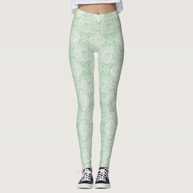Vintage Sage Toile with Classical Figures Leggings (Vorderseite)