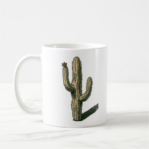 Vintage Saguaro-Kaktus mit roter Wüstenblüte Kaffeetasse