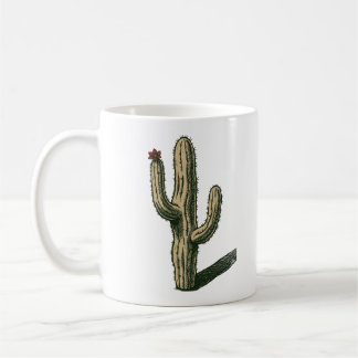 Vintage Saguaro-Kaktus mit roter Wüstenblüte Kaffeetasse