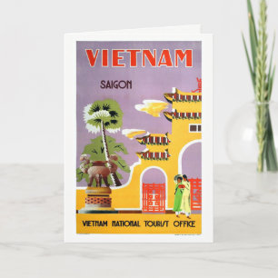 Vintage Saigon Vietnam Reise-Postkarte Karte
