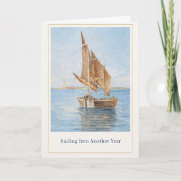 Vintage Sailboat Birthday Card • Coastal Nautical Karte