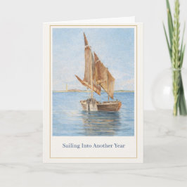 Vintage Sailboat Birthday Card • Coastal Nautical Karte