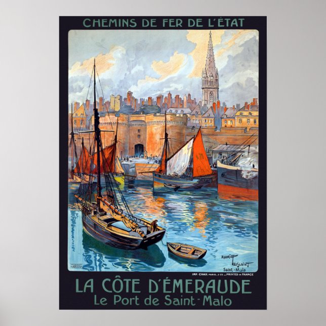 Vintage Saint-Malo Emerald Coast Frankreich Reisen Poster (Vorne)