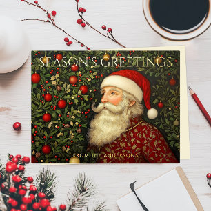 Vintage-Saisons-Gruß-Weihnachtsbaum-Santa-Kunst Folien Feiertagspostkarte